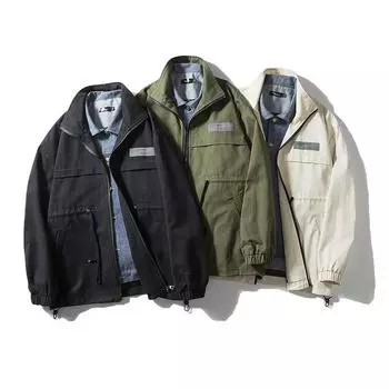 Весенне-осенний отпуск, двухкомпонентная ковбойская куртка, мужская модная брендовая ретро-рабочая куртка, американская свободная большая бейсбольная куртка M бежевый