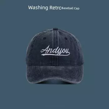 Spring and Autumn Washed Old American Baseball Cap Men s Big Head Circumference Summer Retro Black Peaked Cap Women s Sun-Proof Navy Adjustable