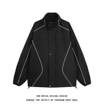 Spring And Autumn Winter Men S Plush Thickened/Regular Workwear Stand Collar Stormtrooper Jacket Vibe Style Handsome Pilot Jacket Top M чёрный