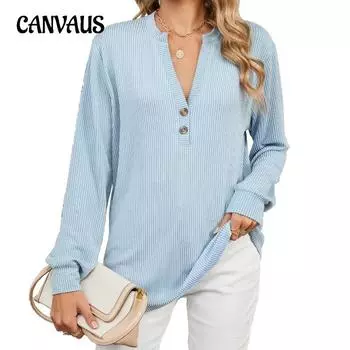 Весенне-осенняя женская блузка на пуговицах с V-образным вырезом и длинными рукавами в полоску S розовый