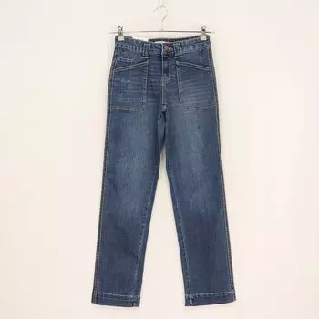 Spring and Autumn Women s High Elastic Slant Pockets Straight-Leg Pants Rear Pocket All-Matching Jeans DD Blue EUR25