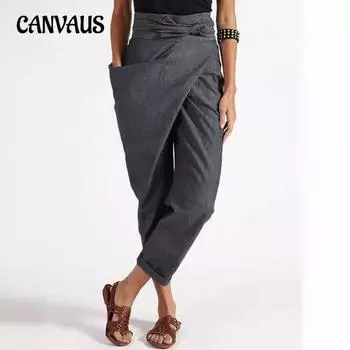 Весенние и осенние женские брюки с нерегулярной шнуровкой Nine Tenths повседневные брюки S хаки