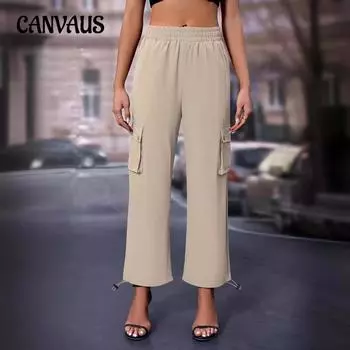 Весенние и осенние женские брюки, модные рабочие брюки Y2k с высокой талией, быстросохнущие брюки Nine-tenths XS чёрный