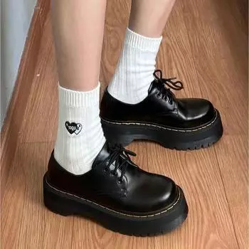 Spring and Autumn Women s Shoes 2024 High Quality Spring and Autumn Round Toe Medium Heel Glossy Lace-up Women s High Heels 35 чёрный