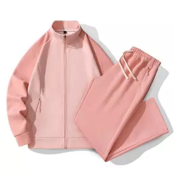 Spring and Autumn Women s Slimming Casual Sportswear Set, Slim Fit Stand Up Collar Cardigan Sweatshirt Two-piece Set XXXXL