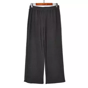 Spring and Autumn Women s Solid Color Loose Casual Drooping Wide-Leg Pants Grey M