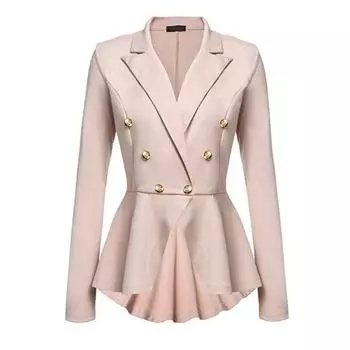 Весенне-осенний женский костюм, модное двухрядное удобное пальто с металлической пряжкой и длинным рукавом XXL белый