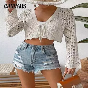 Женский солнцезащитный кардиган с V-образным вырезом и завязками, расклешенный, с длинными рукавами, весна-осень S белый