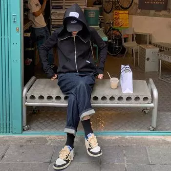 Spring and Fall Jeans Women Straight Pops Pear-shaped Figure Thin Haren Pants Plus Size XXXXL синий