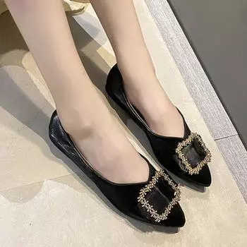 Spring and Fall Light Mouth Single Shoe Flat Office Women Pointy Casual Work Commute Low Heel Women s Single Shoes 35