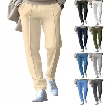 Spring and Fall Men s Casual Pants with Comfortable Simple Small Straight Leg Pants M чёрный