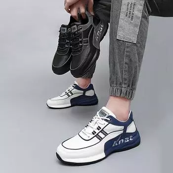 Spring and summer 2025 Internet celebrity Douyin popular men s cowhide light luxury bag-soled shoes leisure sports thick-soled high-tide shoes 39