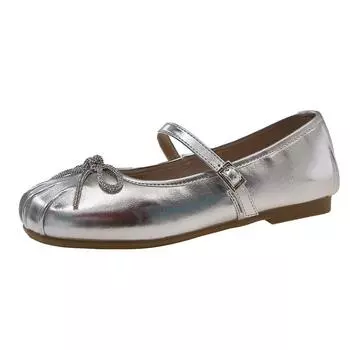 Spring and summer 2025 new cross with bow shell decoration square head Mary Jane heels fashionable and easy to match single shoes 35