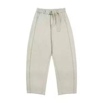 Spring and Summer American Retro Belted Stone Grinding Casual Pants Wide Men and Women Loose Straight Scimitar Pants S