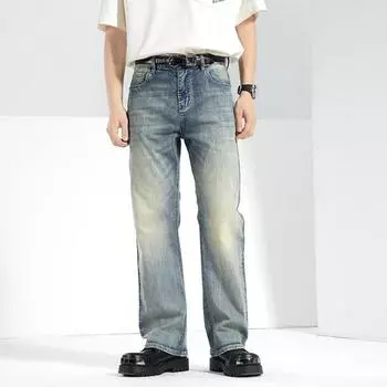 Spring and Summer American Retro High Street Elastic Micro-flare Floor Pants Men s Jeans Trousers Men 28