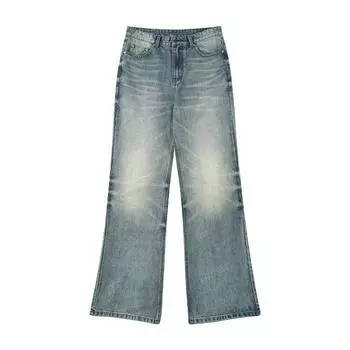 Spring and Summer American Retro Nostalgic Branch Jeans Men s Loose Straight A-line Trousers S