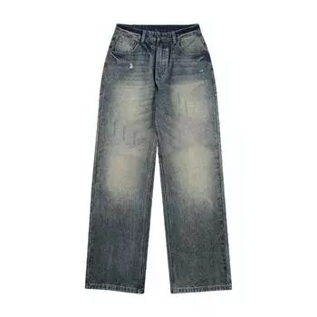 Spring and Summer American Straight Jeans Men s Retro Casual Loose Micro-cone Ripped Casual Pants S