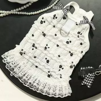 Spring and Summer Breathable Cake Lace Vest Pet Dog Clothing Dog Clothing Cat Clothing Pet Millennium Style XS (bust 30cm 1-1.5kg)