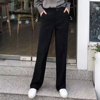 Spring and Summer Casual Loose European and American Straight Mop Pants Black S