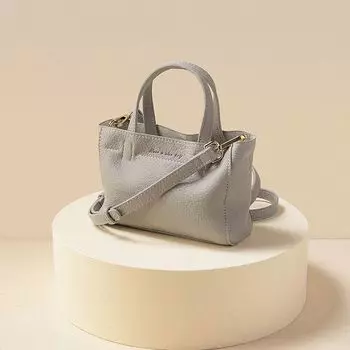 Spring and Summer Classy Soft Leather Textured One Shoulder Outdoor Pouch Grey small size