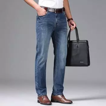 Spring and Summer Cotton High Waist Loose Light Business Thin Small Straight Jeans Trousers 28