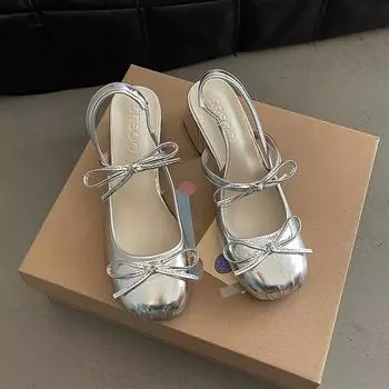 Spring and summer fashion high-heeled sandals bow word with Mary Jane shoes women s new light mouth thick heel single shoes 35