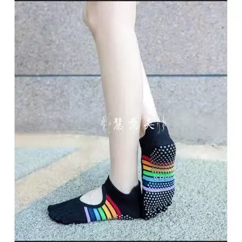 Spring and Summer Five Finger Yoga Socks Short Tube Non Slip Professional Small Size Women s White Pilates Socks Fitness Exercise Aerobics Black -2 pairs