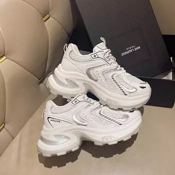 Spring and summer height increase dad shoes women 2025 new fried street thick-soled retro breathable mesh lightweight casual sports shoes tide 35