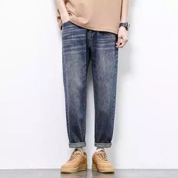 Spring and Summer Jeans Trendy Japanese Loose Casual Micro-harem Trousers 28 синий