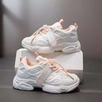 Весенне-летняя корейская версия спортивной обуви, детская дышащая сетчатая обувь для пап, кроссовки для бега на твердой подошве для мальчиков и девочек, одиночные туфли 26