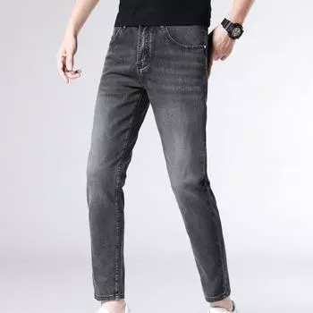 Spring and Summer Light Blue Nine-point Jeans Men s New Slim-fitting Stretch 9-point Trousers 28