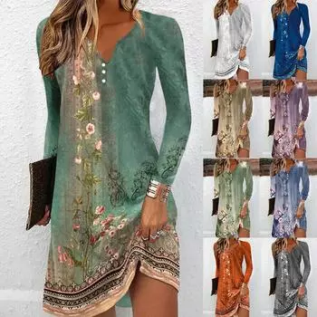 Весенне-летнее женское платье нестандартной формы с длинными рукавами и v-образным вырезом на пуговицах XXXL белый