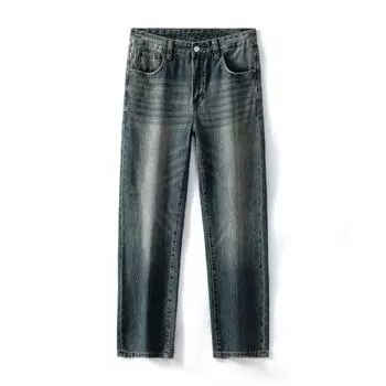 Spring and Summer Loose Straight Jeans Basic Simple Retro Color Versatile Trousers 28