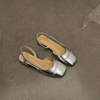 Spring and summer Mary Jane shoes children s medium heel bag head sandals women s thick heel single shoes square head high heels 35