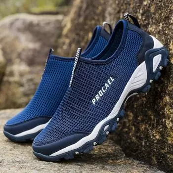 Spring and Summer Men Casual Shoes Slip-on Rubber Mesh Male Waterproof Flat Casual Shoes Blue Drop Shipping X11 35 7