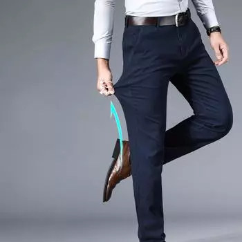 Spring and Summer Men s Business Casual Trousers Loose Straight Ice Silk Middle-aged and Elderly High-waisted Elastic Dad Men s Trousers 38