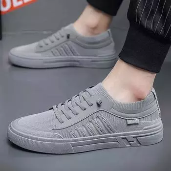 Spring and summer men s casual board shoes fashion sports men s shoes outdoor trendy shoes flying woven breathable versatile shoes men s 39 бежевый