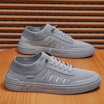 Spring and summer men s shoes new breathable canvas shoes men s trend versatile flying woven mesh sports board shoes men 39