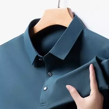 Весенне-летняя мужская футболка с коротким рукавом, мужские топы, повседневная деловая мода, рубашка-поло с маленькими вафельными лацканами M