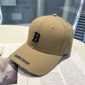 Spring and Summer New Arrival Embroider B Letters Hat Men and Women K-style Ins Online Influencer Fashion Sun-Proof Baseball Cap Peaked Cap Kakh Adjustable