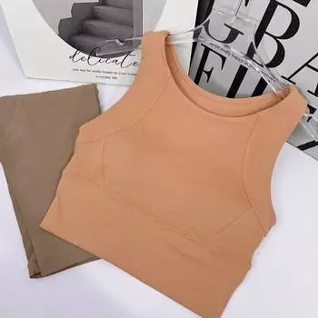 Spring and Summer New Arrival High-Strength Breathable Back Mesh Sports Bra Running Workout Training Easiest for Match Yoga Vest Desert sunshine S