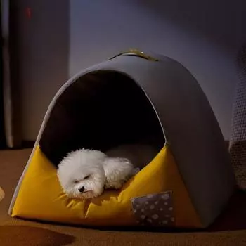 Весна и лето Новое контрастное цветное гнездо для домашних животных Полузакрытое гнездо для кошек Четырехсезонная универсальная лежанка для собак Товары для будок средних и маленьких собак S 49 * 39 * 38cm