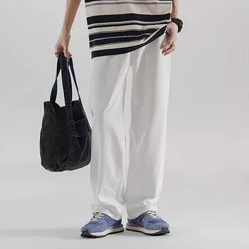 Spring and Summer New Cotton Black and White Loose Straight Jeans Simple and Versatile and Fashionable 28