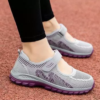 Spring and summer new elderly shoes genuine female mother shoes sports dance breathable lightweight middle-aged and elderly walking shoes sports 35