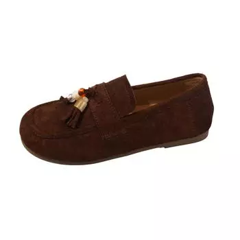 Spring and summer new fashion one-pedal deep-mouth women s suede round head thick-soled low-heeled small leather shoes 35