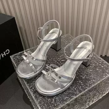 Spring and summer new fashion versatile temperament thick heel open-toed high-heeled sandals women 34
