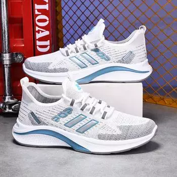 Spring and summer new fly-woven mesh sneakers breathable running shoes trend versatile casual shoes youth trend shoes 39 чёрный