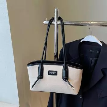 Spring and summer new leisure niche shoulder bag large-capacity bag female tote bag college student class commuter bag