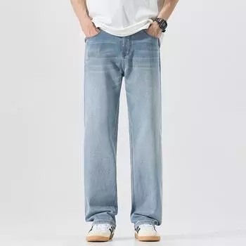 Spring and Summer New Men s American Retro Wide-leg Jeans Thin Trousers 28