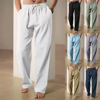 Spring and Summer New Men s Hip-hop Breathable Wide-leg Pants Thin Cotton and Linen Loose Casual Sports Trousers Sweatpants XXXXL